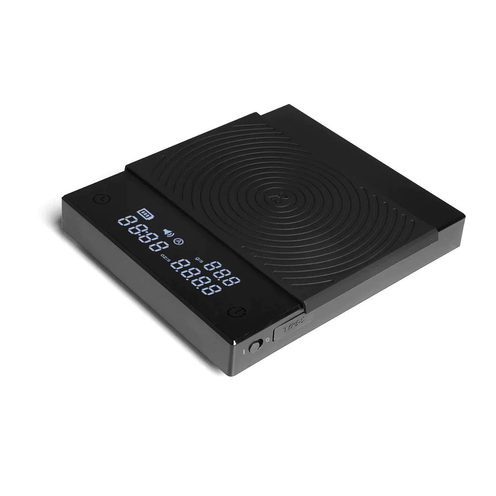 TIMEMORE Basic 2.0 espresso scale in black with a backlit display